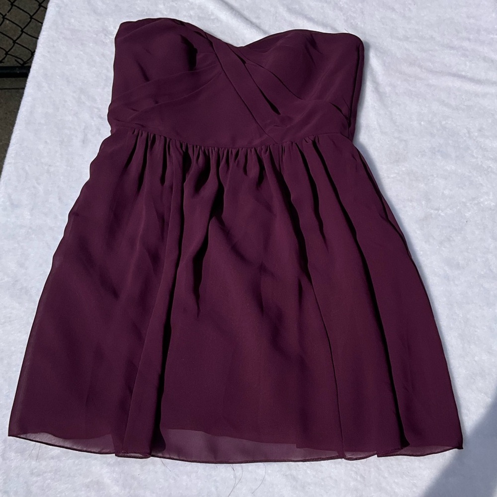 Strapless draped Sweetheart Neckline Mini Dress by Social Bridesmaid Purple SZ 8